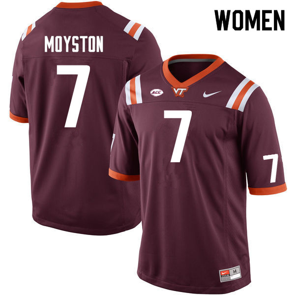 Women #7 Kyree Moyston Virginia Tech Hokies College Football Jerseys Sale-Maroon